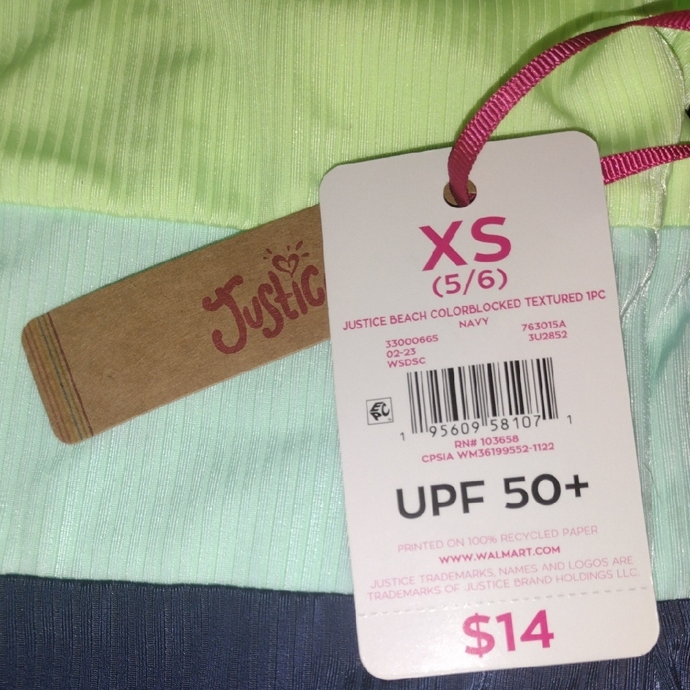 NWT Justice Lime and Navy Swimsuit - Picture 5 of 5